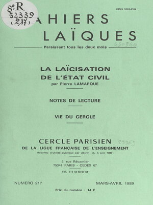 cover image of La laïcisation de l'État civil